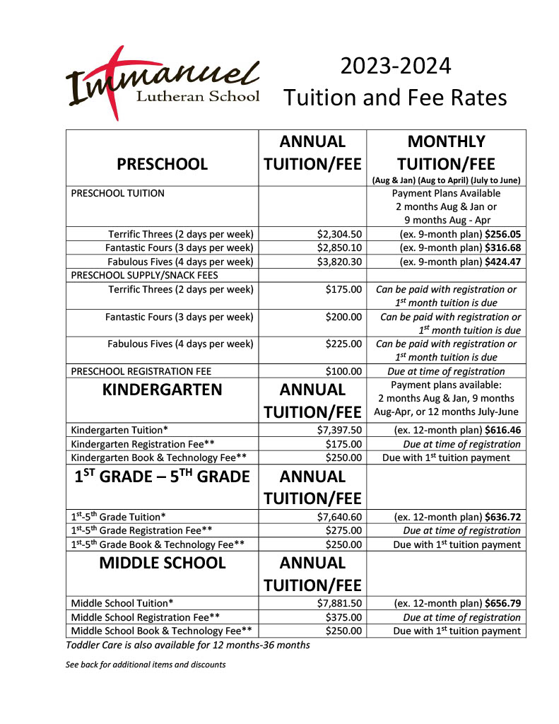 School Enrollment - Immanuel Lutheran School